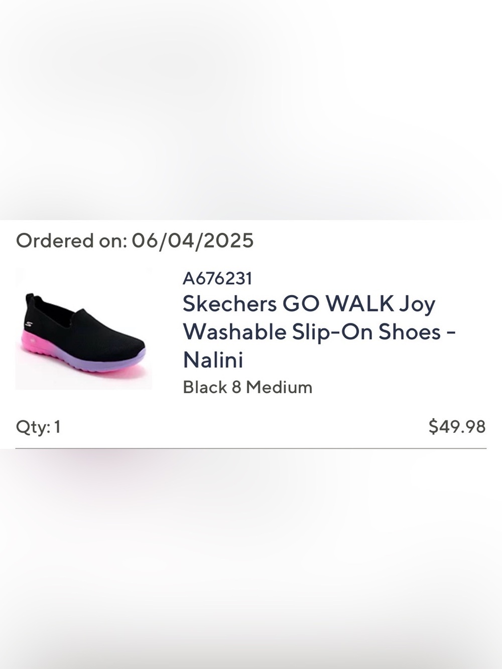 Skechers Women's Black Slip-On Sneakers with Pink and Lavender Gradient Sole - Picture 10 of 10